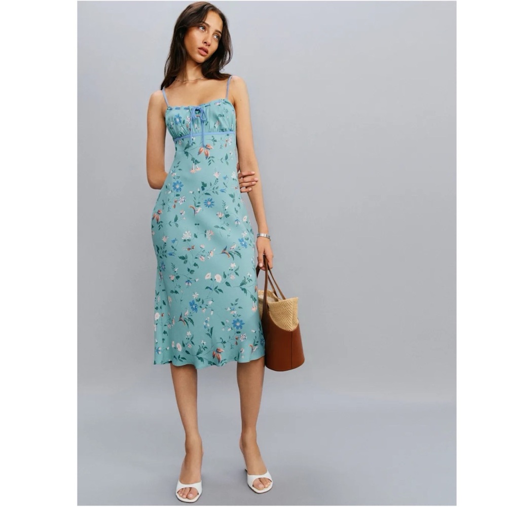 Reformation Blue Floral Midi Dress